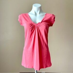STEPHANIE B | Pink V-Neck Pima Cotton T-shirt Sz S